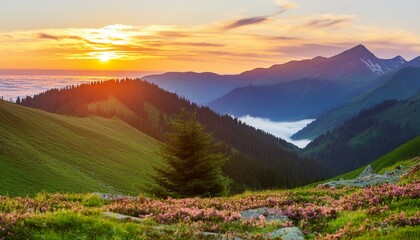 Poster - sunrise in the mountains