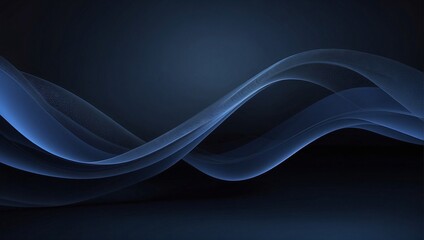 Wall Mural - Abstract blue smooth waves on the dark background. 