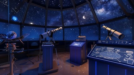 Wall Mural - an observatory with powerful telescopes and a digital display offers stunning views and educational 