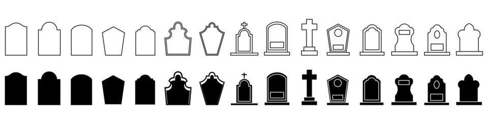 Gravestone icon vector set. Grave illustration sign collection. Tombstone symbol. Rip logo.