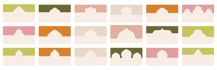 Wall Mural - various geometric shapes for website header or footer sections adorned with islamic architectural el