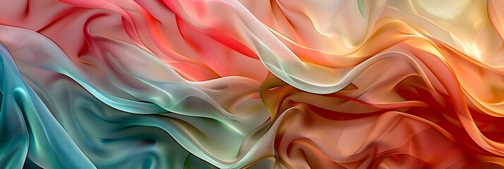 Wall Mural - A flowing, three-dimensional abstract background with layers of colored silk, creating an elegant and artistic composition
