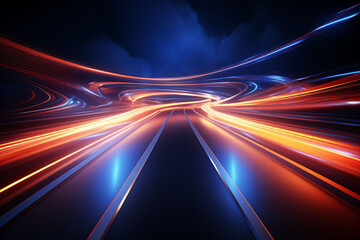Wall Mural - dark tunnel with glowing lighting, abstract technology speed concept 3d rendering