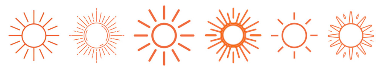 2d graphic suns png element set on transparent background