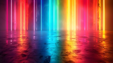 Wall Mural - Vibrant Neon Rainbow Backdrop for Captivating Product Displays and Concepts