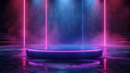 Wall Mural - neon futuristic background for presenting tech gadgets and products in a sophisticated and mysteriou