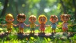 © GenerativeAIpicture - 3D realistic cartoon children playing on a balance beam and helping each other, demonstrating friendship and cooperation