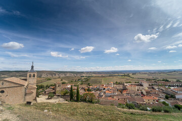 Wall Mural - Panoramic view of the village of Cogolludo in castilla la mancha with the church of Santa Maria.