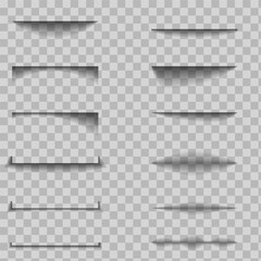 Shadow box paper line paper line vector. Frames divider set. Isolated realistic shadow box realistic shadow box frame. Bottom element overlay design asset illustration for website interface. 