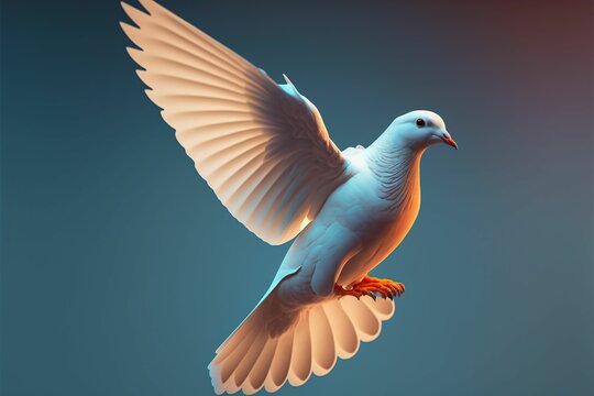 AI-generated illustration of a pigeon on a blue background