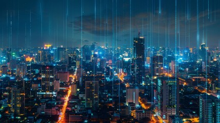 Aufkleber - Banner smart city dot point connect with gradient line