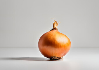 Wall Mural - Fresh onions bulbs on a white background.