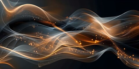Wall Mural - abstract background created by black particle wave with shining star dots. concept abstract art, bla