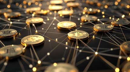 Poster - Coins are laid out in graph.Business success concept wealth stock investment.Business in the digital age.