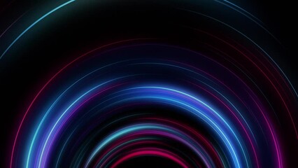 Wall Mural - Trendy cyberpunk animation with glowing red and blue neon circles. Full HD and looping stylish abstract technology background.