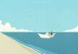 © fStop - Man floating in paper boat on blue ocean, embarking on journey