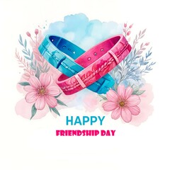 Wall Mural - friendship day background with watercolor bracelets