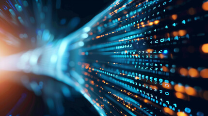 Abstract data transfer via optical fiber. New technology that connects the world.