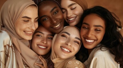 Wall Mural - A group of women wearing veils and smiling