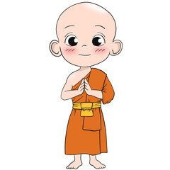 Poster - Cute buddhist monk cartoon