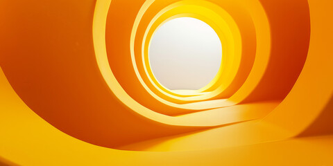 Wall Mural - 3d render of abstract yellow circular layers with white background