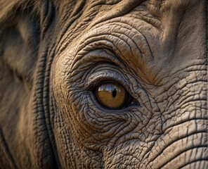 Poster - AI generated illustration of an elephant's eye in closeup