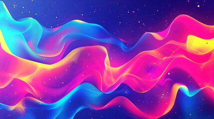 Wall Mural - vibrant abstract danube school style art with fluorescent waves