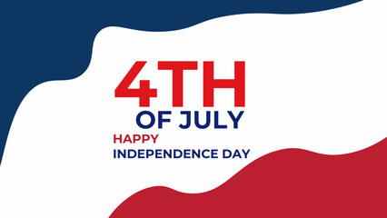 Wall Mural - Happy Independence Day greeting card with brush stroke background in United States national flag colors and hand lettering text Happy 4th of July. banner, poster, cover, flyer. Vector illustration