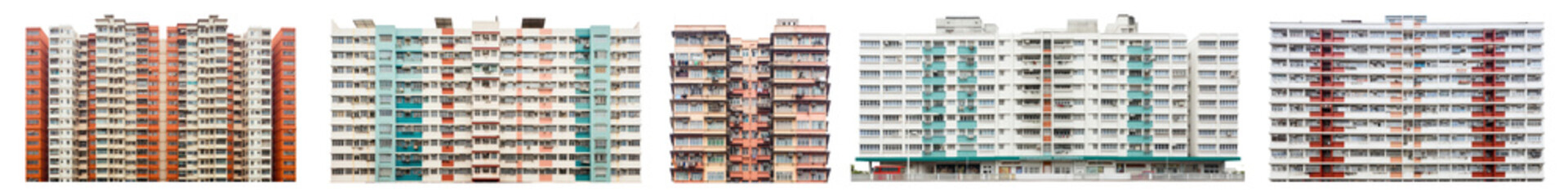 Wall Mural - Asian apartment buildings png on transparent background