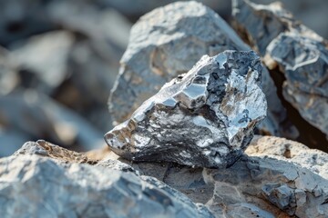 A close-up photo showcasing the intricate textures and reflective surfaces of metallic rocks