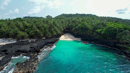 Wall Mural - Aerial view from bateria beach at ilheu das rolas at Sao Tome,Africa