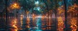 © NeeArtwork - Urban flooding, submerged streets, heavy rainfall, vibrant colors, climate change consequences, high resolution,