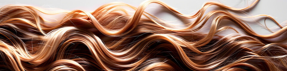 Wall Mural - Beautiful shiny healthy hair curls texture isolated on white background