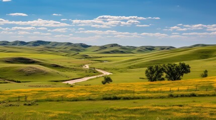 Canvas Print - Amidst golden prairie landscape backdrop