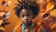 © SevenThreeSky - cute kid african boy model autumn fashion portrait on bright background