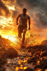 Wall Mural - Runner during a race outdoors