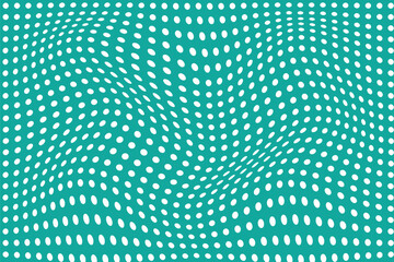 Wall Mural -  simple abstract small white color polka dot wavy pattern on seagreen background abstract pattern on a blue background