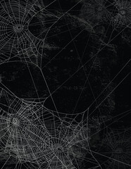 Wall Mural - detailed spider web silhouette against black textured concrete wall - halloween theme dark realistic