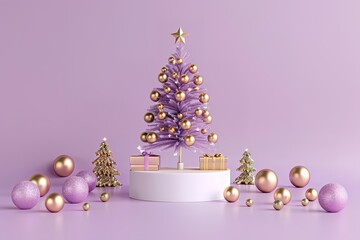 Christmas podium backdrop for product display. 3d render.