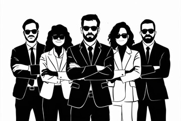 Wall Mural - A set of businessmen and women standing with proud, business people