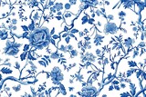 Watercolor Seamless pattern with blue and white