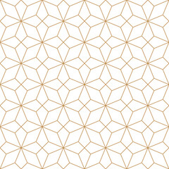 Seamless pattern with gold line in star shape, vector  illustration.