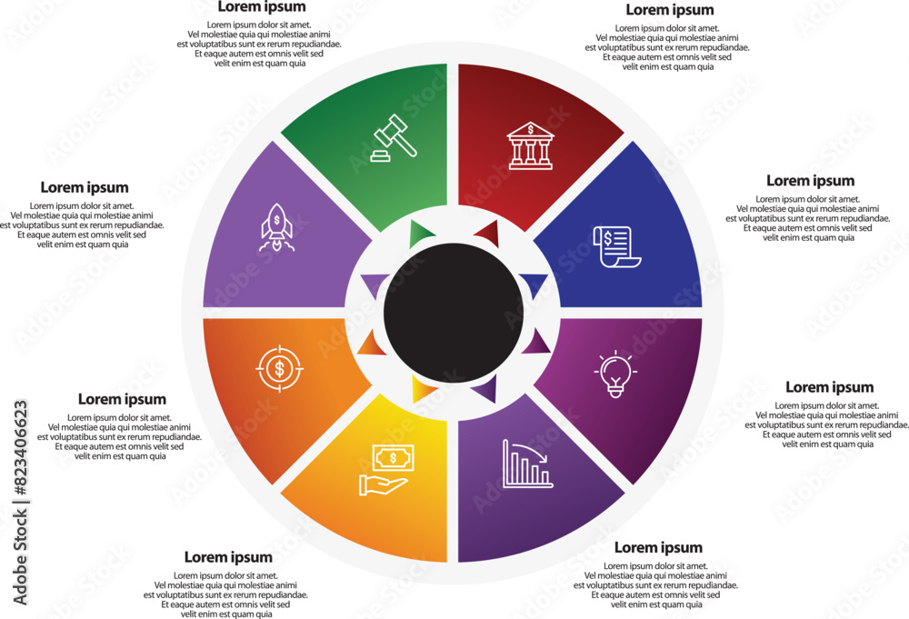 Collection of vector circle chart infographic templates for ...