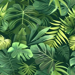 Wall Mural - Tropical Leaf Patterns: Vibrant Jungle Foliage Background