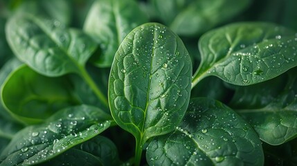 Wall Mural - Macro photography of fresh spinach