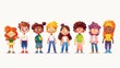 © Mark - Isolated outlines of cartoon kids. Children of different races and ethnicities in different poses and relationships. Modern illustration.