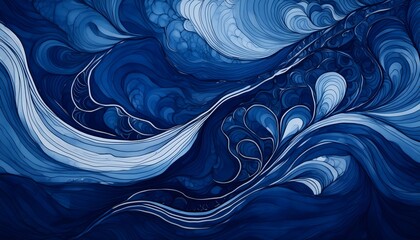 Wall Mural - Artistic hand painted multi layered dark blue background
