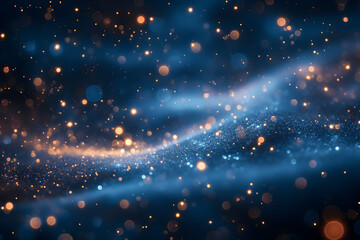 Wall Mural - Enchanting Blue Cosmic Space with Sparkling Stars and Dust Particles