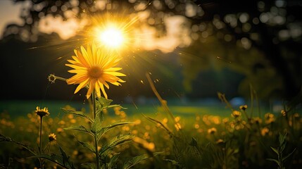 Wall Mural - glowing yellow star burst