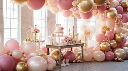 Sticker - whimsical gold and pink balloons